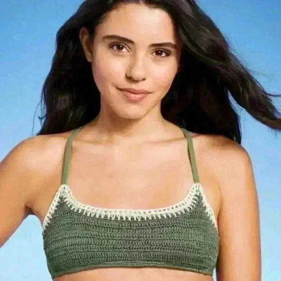 BUNDLE Crochet Bralette Bikini Tops Xhilaration Sage Green and blue Medium NWT - Picture 16 of 16